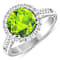 Round Green Peridot and Diamond 14K White Gold Halo Ring 3.14 ctw