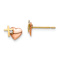 14k Two-tone Gold Children's Cubic Zirconia Heart and Cross Stud Earrings