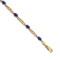 14k Yellow Gold and Rhodium Over 14k Yellow Gold Sapphire and Diamond Bracelet