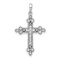 Rhodium Over 14k White Gold Diamond Filigree Budded Cross Pendant
