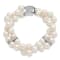 Rhodium Over Sterling Silver 7-8mm White Freshwater Cultured Pearl
2-Strand CZ Fancy Bracelet