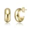Tubular C-Hoop Earrings In 14K Gold Over Brass