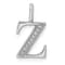14K White Gold Diamond Letter Z Initial Pendant