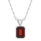8x6mm Emerald Cut Garnet 14k White Gold Pendant With Chain