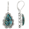 Large Turquoise Sterling Silver Dangle Earrings 16x10mm