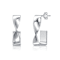 Twisted Semi-Hoop Earrings In Rhodium Over Brass