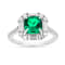 Green Lab Created Emerald and Moissanite Rhodium Over Sterling Silver
Halo Design Ring