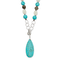 Sterling Silver Jadeite, Howlite, Reconstructed Magnesite, Quartz Necklace