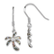 Rhodium Over Sterling Silver Abalone Palm Tree Earrings