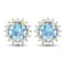 1.30ctw 14K Yellow Gold Aquamarine and White Diamond Halo Earrings