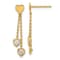 14k Yellow Gold Polished Cubic Zirconia Hearts Post Dangle Earrings