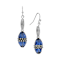 Silver Tone Blue Bead Drop Wire Earrings