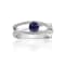 Round Blue Sapphire with White Sapphire Accents Sterling Silver
Crossover Open Design Ring, 0.65ctw