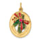14k Yellow Gold Enameled Mistletoe with Synthetic Stone Charm