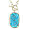 Turquoise Rectangular Cushion Pendant On Paperclip Chain In 18K Gold
Over Sterling Silver