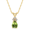 7x5mm Pear Shape Peridot with Diamond Accents 14k Yellow Gold Pendant
With Chain