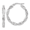 Rhodium Over 14K White Gold Polished and Textured 1 1/8" Twisted
Hoop Earrings