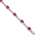 Rhodium Over 14k White Gold Diamond and Ruby Bracelet