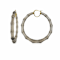 14K Yellow Gold Over Sterling Silver XL Bamboo Acrylic Hoops in Blackberry