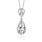 Pear Shape CZ Halo Drop Necklace In Sterling Silver