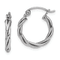 Rhodium Over Sterling Silver 2mm Twisted Hoop Earrings