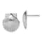 Rhodium Over Sterling Silver Polished Scallop Shell Post Earrings