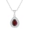 8x5mm Pear Shape Garnet and White Topaz Accent Rhodium Over Sterling
Silver Halo Pendant w/Chain
