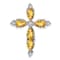 Rhodium Over 14k White Gold Citrine and Diamond Cross Chain Slide Pendant