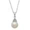 8-8.5mm Round White Freshwater Pearl with Diamond Accents Sterling
Silver Drop Pendant with Chain