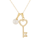 White Cultured Freshwater Pearl and Diamond 14K Yellow Gold Double
Pendant 6-6.5mm