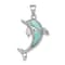 Rhodium Over Sterling Silver Larimar Dolphin Pendant