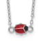 Rhodium Over Sterling Silver Enamel Ladybug with 2-inch Extension Childs Necklace