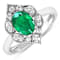 1.2ctw Green Emerald and Diamond 14K White Gold Halo Ring
