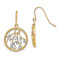 14k Two-tone Diamond-Cut Textured Leaves Round Dangle Earrings