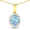 1.05ctw 14K Yellow Gold Oval Aquamarine and White Diamond Pendant with
18 inch Cable Chain