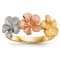 14K Satin Diamond-cut 3-Plumerias Ring
