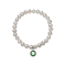 Freshwater Pearl And Green CZ Charm Stretch Bracelet In Sterling Silver