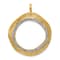 14K Yellow Gold with White Rhodium Diamond Textured Circle Pendant