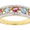 Blue, Pink And White Topaz Ring In 18K Gold Over Sterling Silver 0.97ctw