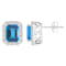 8x6mm Emerald Cut Swiss Blue Topaz And White Topaz Rhodium Over Sterling
Silver Halo Stud Earrings