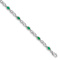Rhodium Over 10k White Gold Diamond and Emerald Bracelet