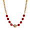 Yellow Base Metal With 14K Gold Dipped Red Glass and Gold Bead Necklace
16 inch Adj.