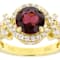 Grape Color Garnet And White Zircon Ring In 18K Gold Over Sterling
Silver 2.45ctw