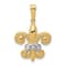 14k Yellow Gold and Rhodium Over 14k Yellow Gold Polished Textured
Diamond Fleur De Lis Pendant