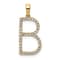 14K Yellow Gold Diamond Letter B Initial Pendant