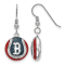 Rhodium Over Sterling Silver MLB LogoArt Boston Red Sox Enamel Earrings