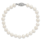 Rhodium Over Sterling Silver 6-7mm White Freshwater Cultured Pearl Bracelet