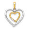14K Two-tone Heart Charm Diamond Heart Pendant