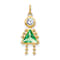 10k Yellow Gold Green Peridot Simulant August Birthstone and Clear Cubic
Zirconia Girl Charm