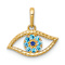 14k Yellow Gold Textured Blue Cubic Zirconia Eye Pendant